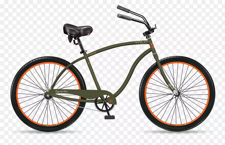 巡洋舰自行车单速自行车山地自行车橙色固定自行车