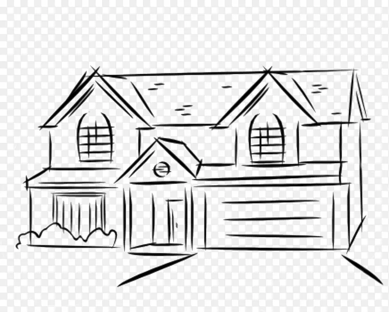 绘制素描图像房屋平面图-房屋