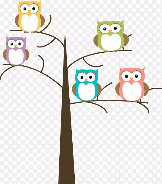 猫头鹰剪贴画开放式图像树-猫头鹰绘画