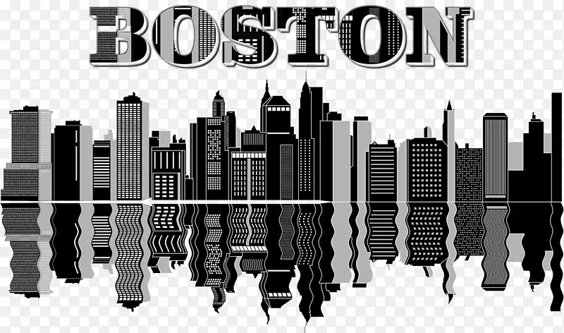 波士顿剪贴画纽约市露天部分天际线-剪影