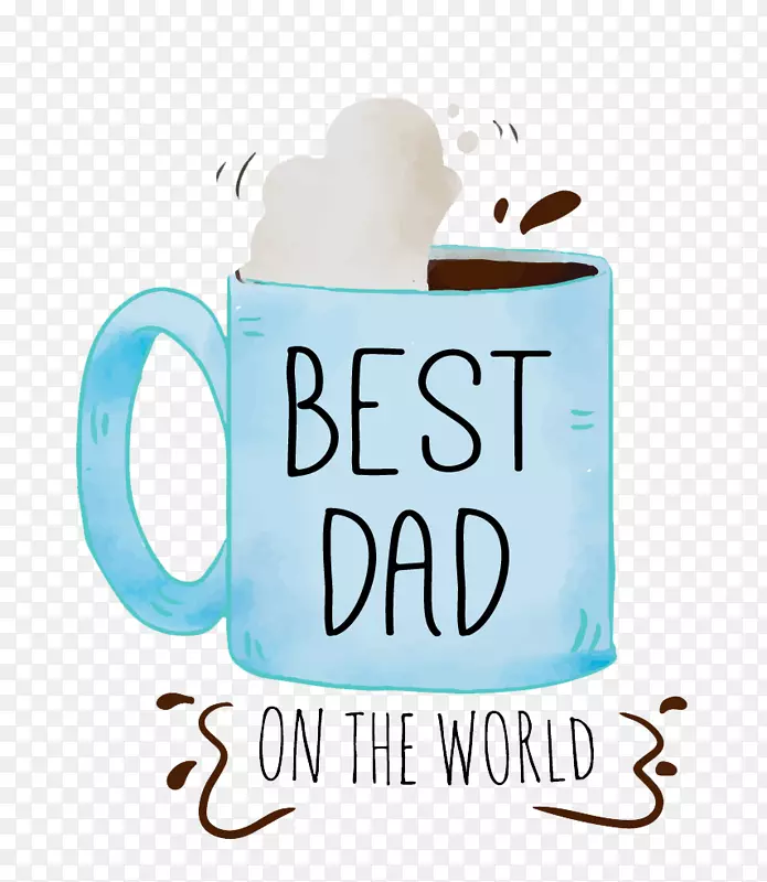 咖啡杯品牌标志杯父亲节快乐父亲节水彩画