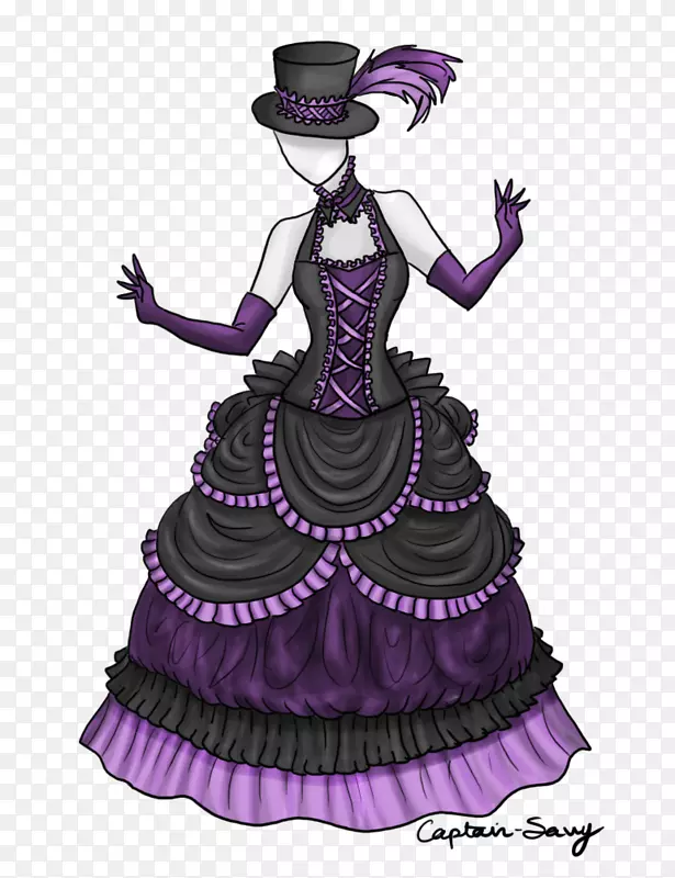 插图礼服紫色服装-哥特式美