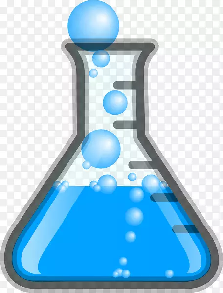 剪贴画实验室烧瓶化学烧杯蓝色尖状气泡