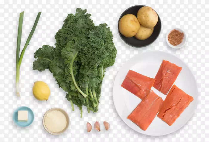 绿色植物素食食谱配料-烤鲑鱼