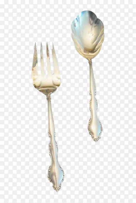 叉子产品设计.长金属汤匙和叉子