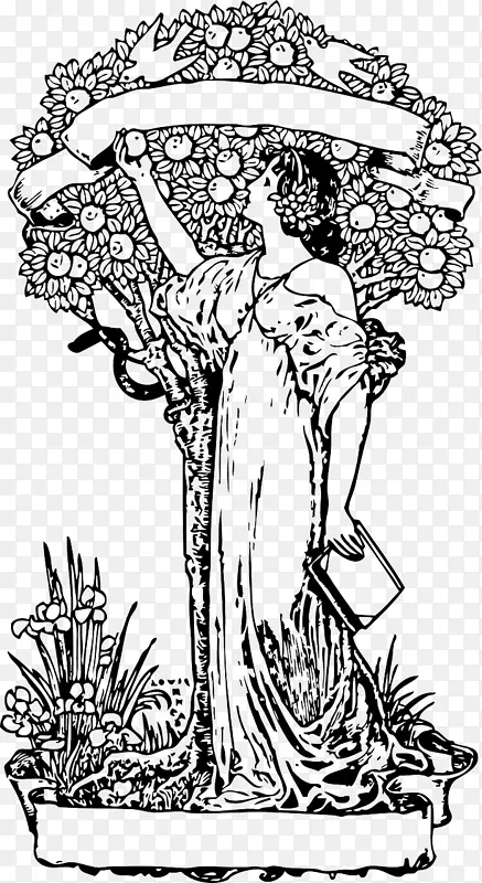 萨奇艺术剪贴画图形树的知识善与恶之树。