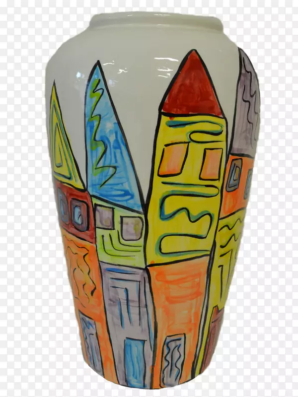 花瓶陶瓷橙S.A.玻璃不可碎花瓶