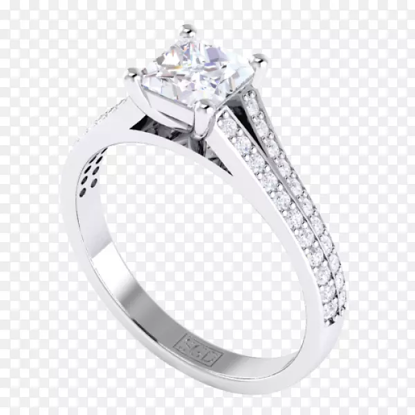 婚戒银首饰-公主切割钻石戒指