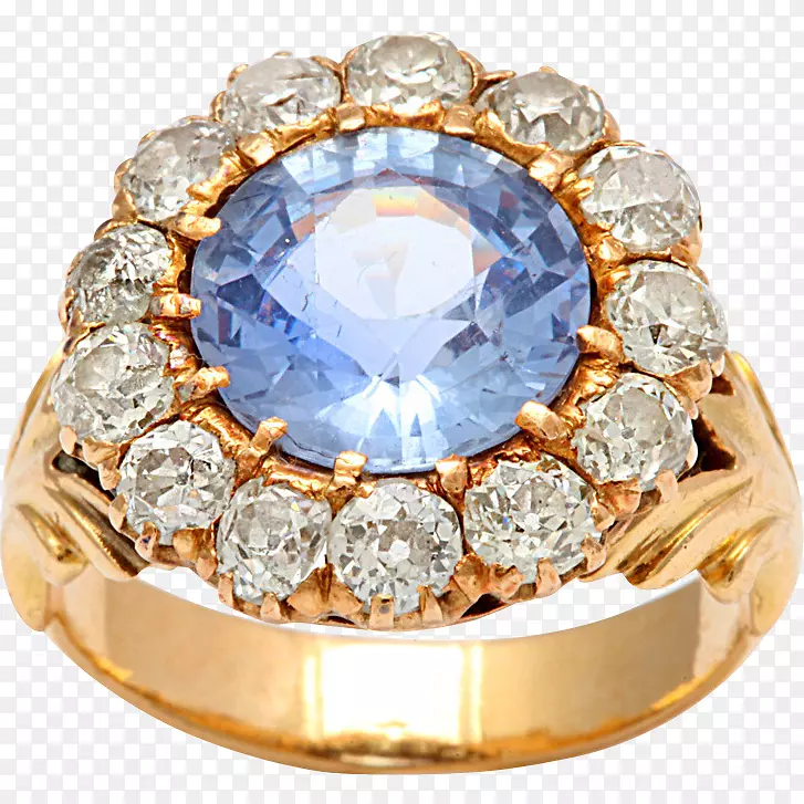 戒指蓝宝石体珠宝钻石锡兰蓝宝石耳环