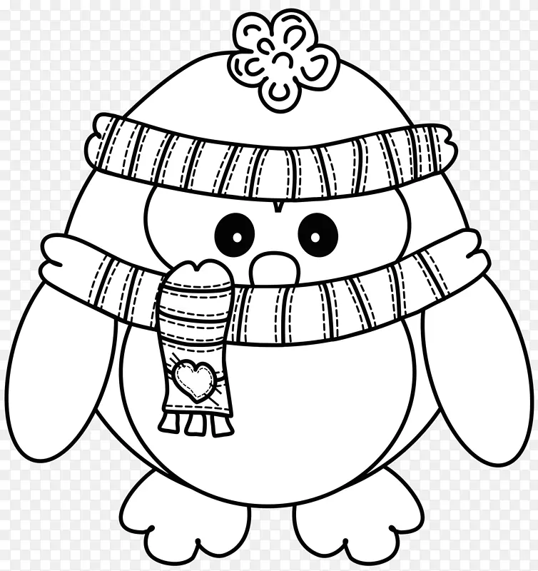 剪贴画人类行为插图-戴着围巾和帽子的企鹅宝宝