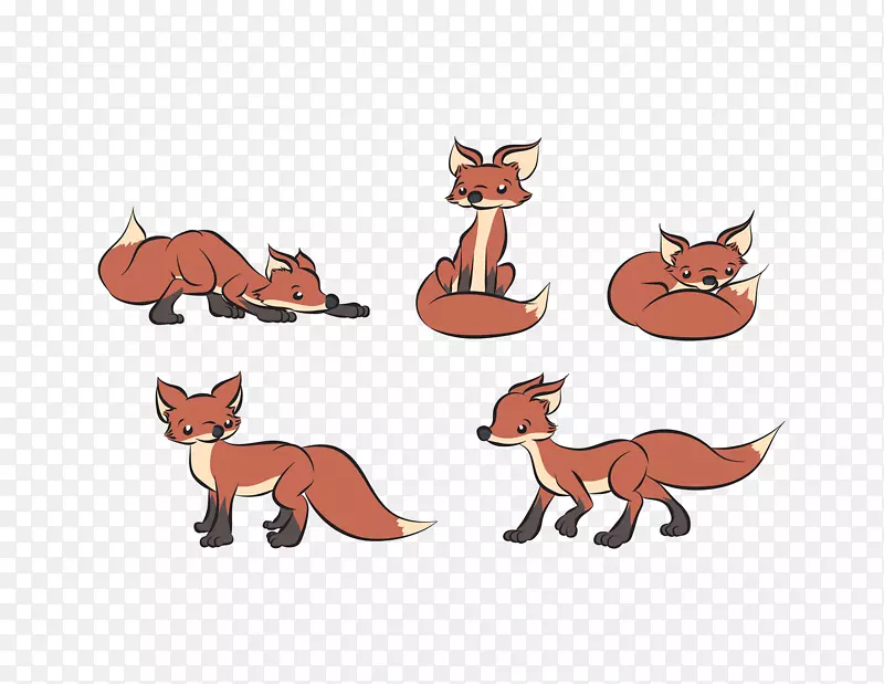 猫红狐插图卡通画-猫