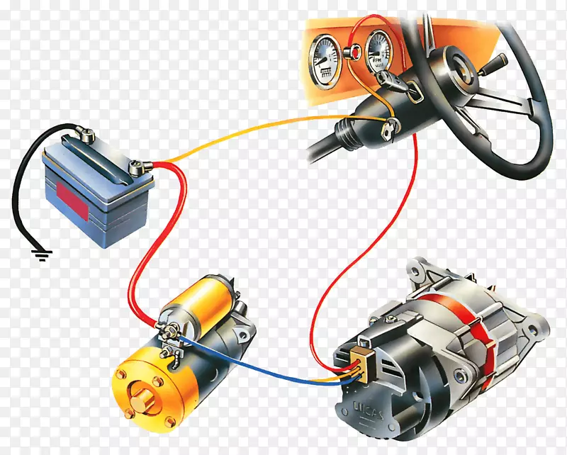 蓄电池充电器汽车接线图电线电缆交流发电机汽车