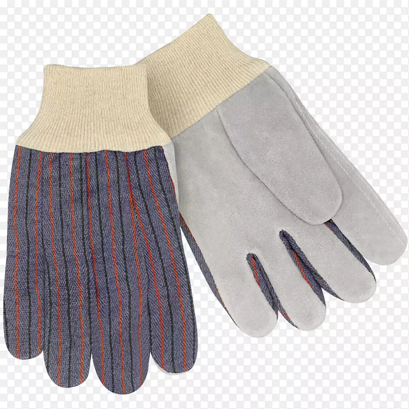 安全手套，皮革袖口，牛皮针织手套