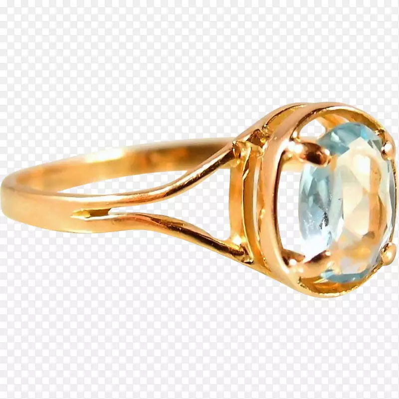 订婚戒指珠宝海蓝宝金戒指