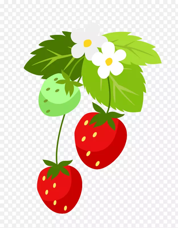 草莓剪贴画叶花-草莓