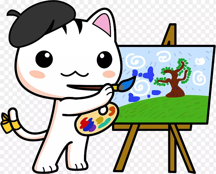 花坛艺术中心哥阳国际花卉节猫插画-猫