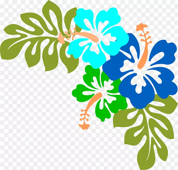 剪贴画鞋黑植物免费内容，开放，夏威夷木槿-蓝芙蓉