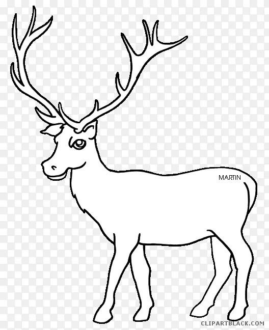 麋鹿剪贴画图形免费内容图片-圣诞驼鹿黑白