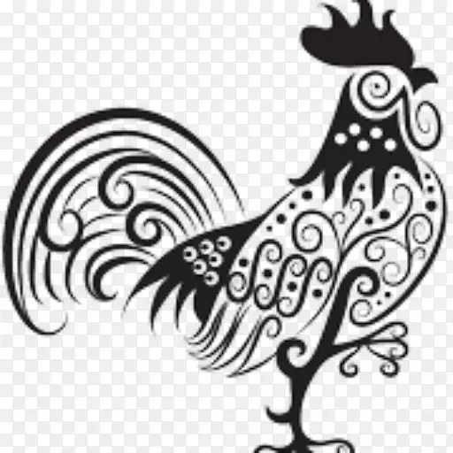 鸡纹身图公鸡画鸡