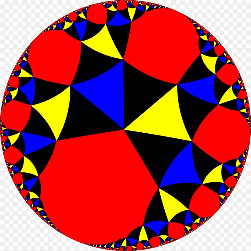 双曲平面图中的三角三角贴面均匀倾斜双曲几何无限阶三角拼贴
