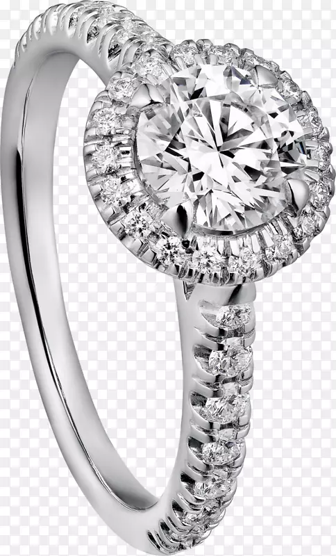 订婚戒指卡地亚钻石白金戒指