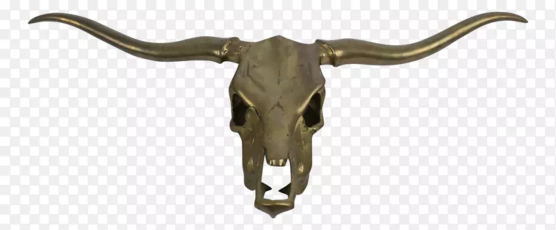 牛青铜雕塑法国-长角牛头骨