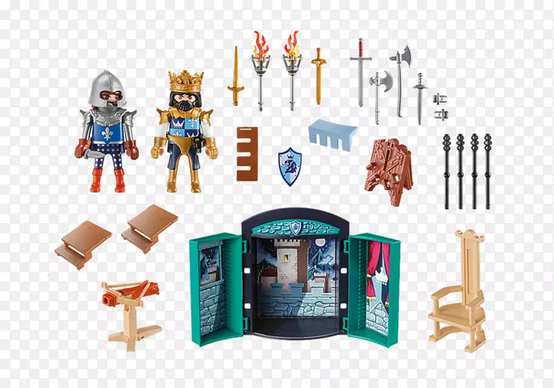 花花公子皇家骑士玩具盒玩具Playmobil秘密骑士宝藏室游戏盒-玩具