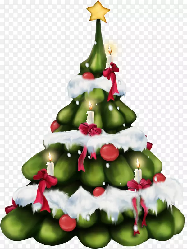 圣诞树装饰新年云杉剪贴画-圣诞树