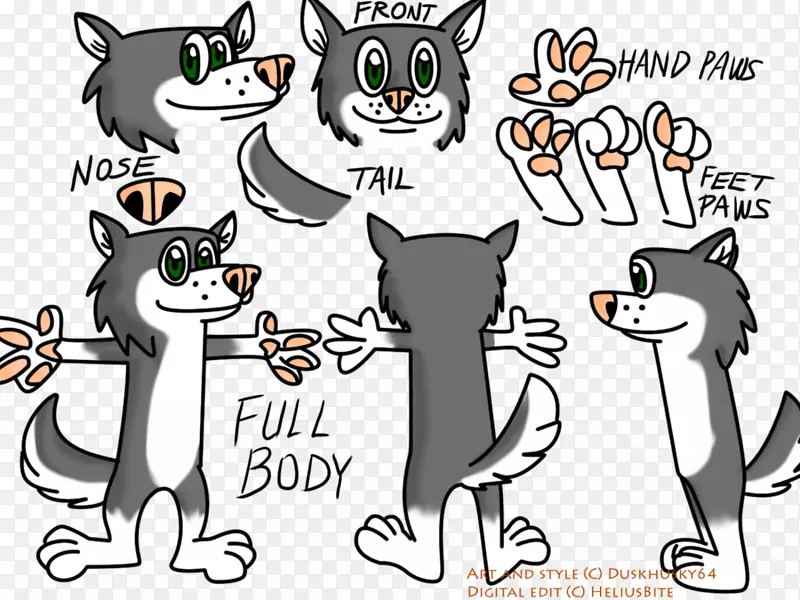 猫画插图西伯利亚哈士奇犬-现实的哈士奇爪子