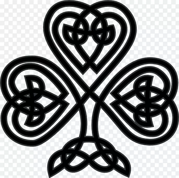 沙姆洛克凯尔特结剪贴画四叶三叶草爱尔兰艺术条纹图案
