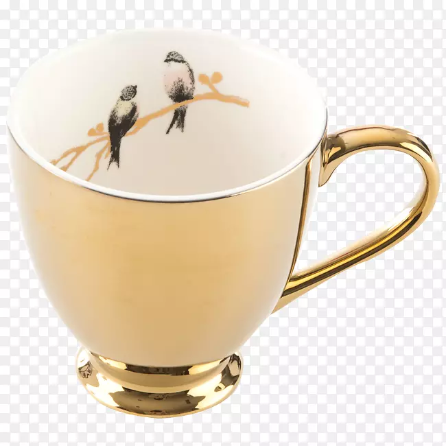 咖啡杯耳灰色茶杯茶托瓷杯