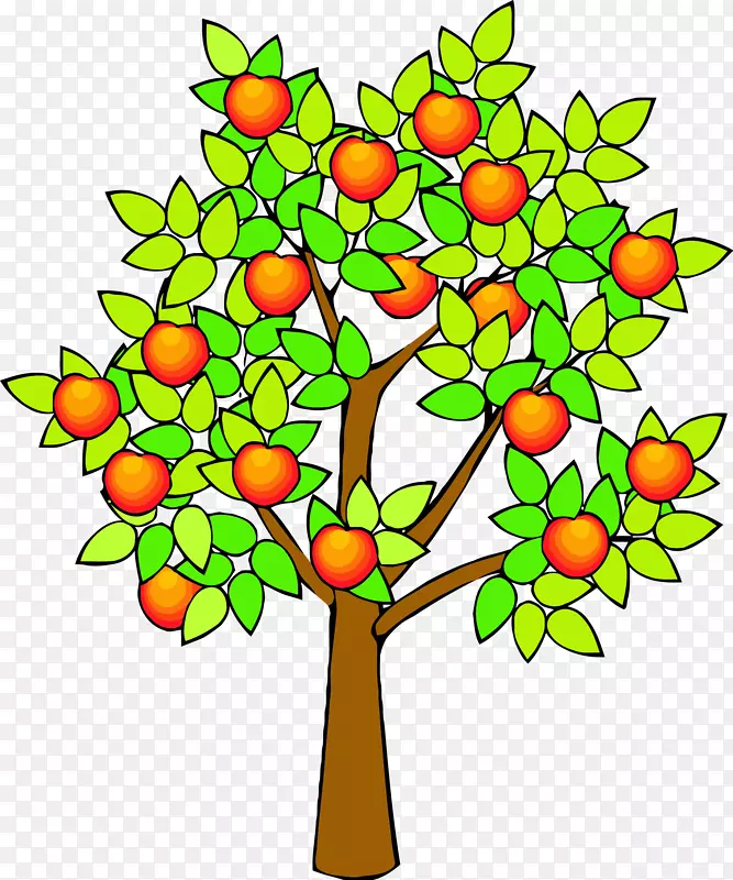 绘制果树剪贴画苹果形象-春绿