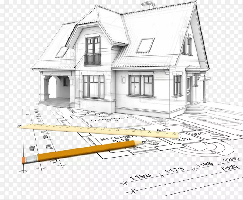 建筑素描建筑平面图-房屋