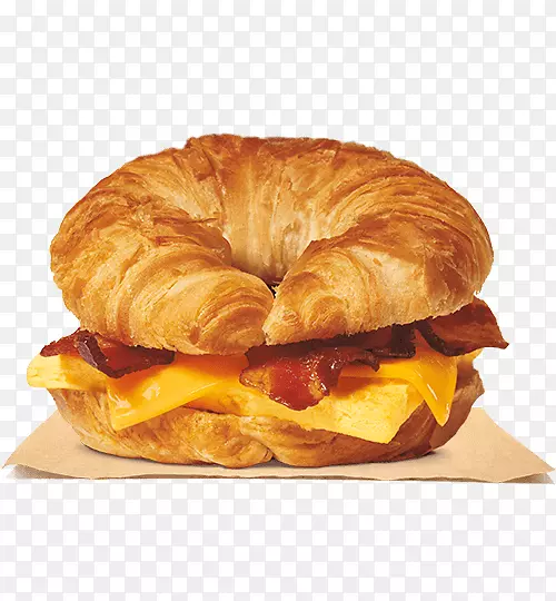 汉堡包早餐三明治牛角面包培根鸡蛋奶酪三明治人造奶油牛角面包