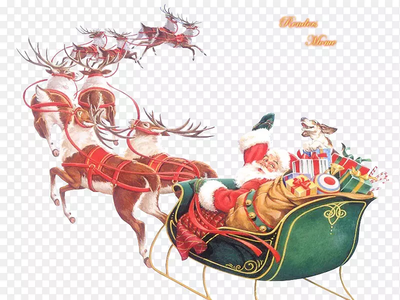 圣诞老人驯鹿圣诞日鲁道夫雪橇-圣诞老人收藏