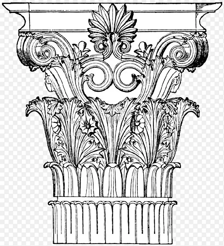 科林提安顺序绘图建筑古典秩序形象-工匠柱帽