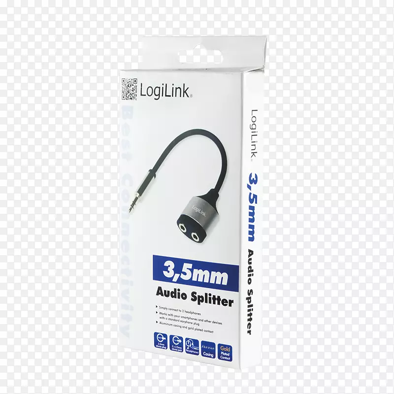 电话连接器耳机Logilink 3.5mm 3.5mm 3.5mm蓝色音频电缆立体声声频分音器