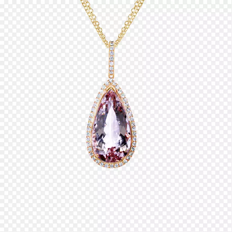 紫水晶项链首饰吊坠玫瑰金钻石形状耳环