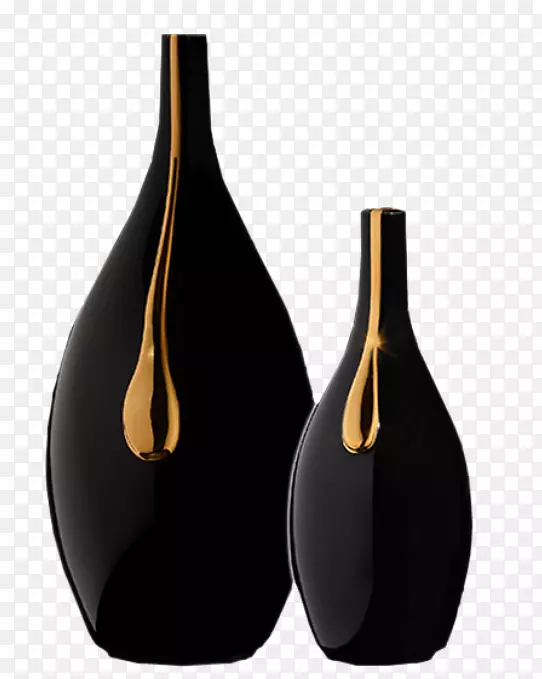 果冻豆花瓶，黑色布卢明维尔花瓶，棕色玻璃中心花瓶