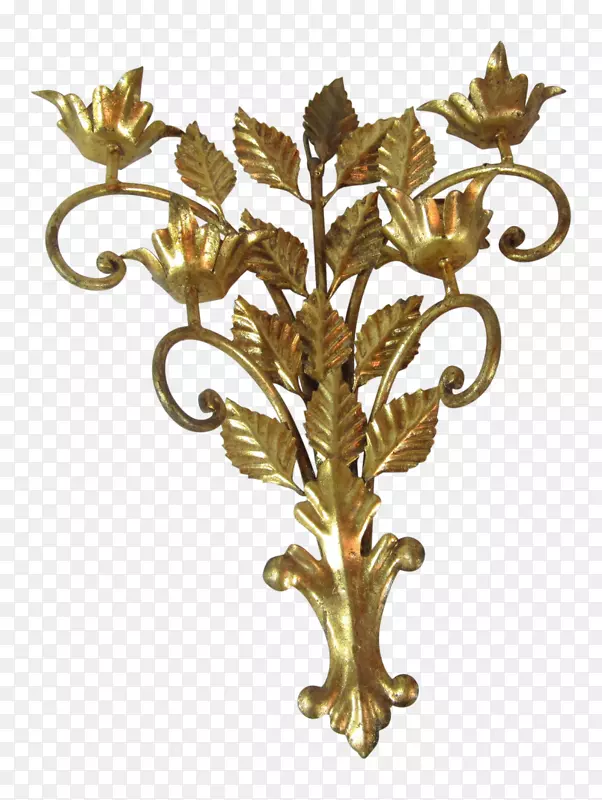黄铜金箔烤盘烛台.黄铜