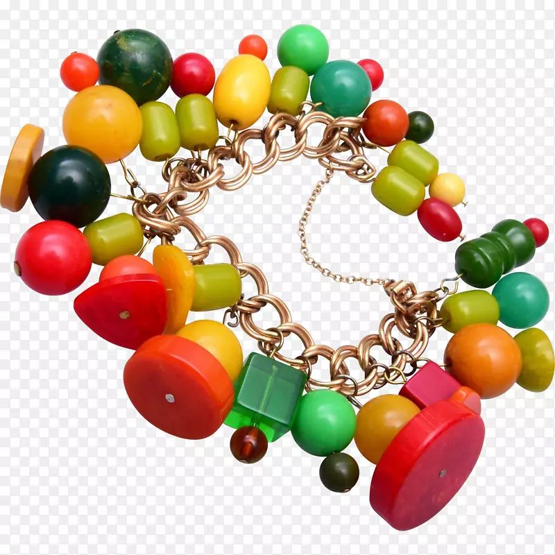 珠子，手镯，宝石，水果，桔子。