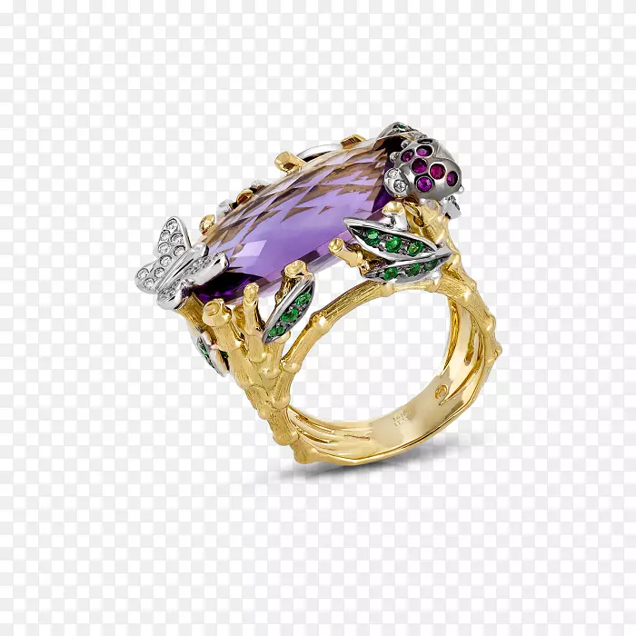 紫水晶耳环珠宝钻石戒指