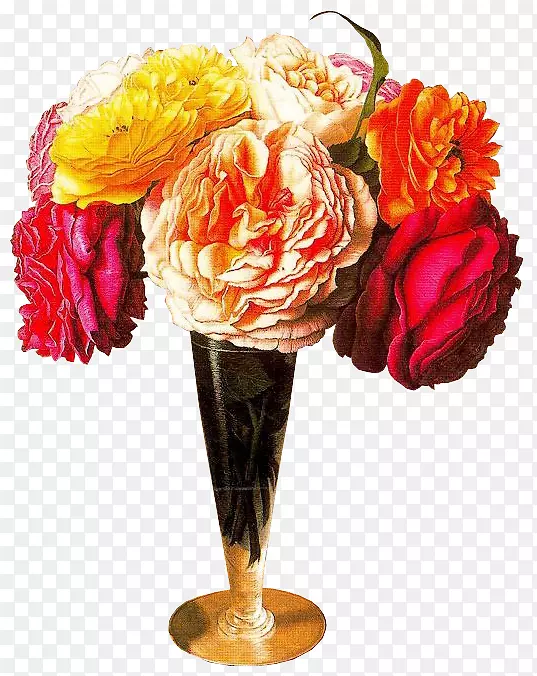 花园玫瑰，粉红色，花瓶，花，静物画-绘画