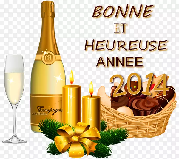 圣诞图片香槟酒圣诞日新年png图片-Bonne Ane 2014