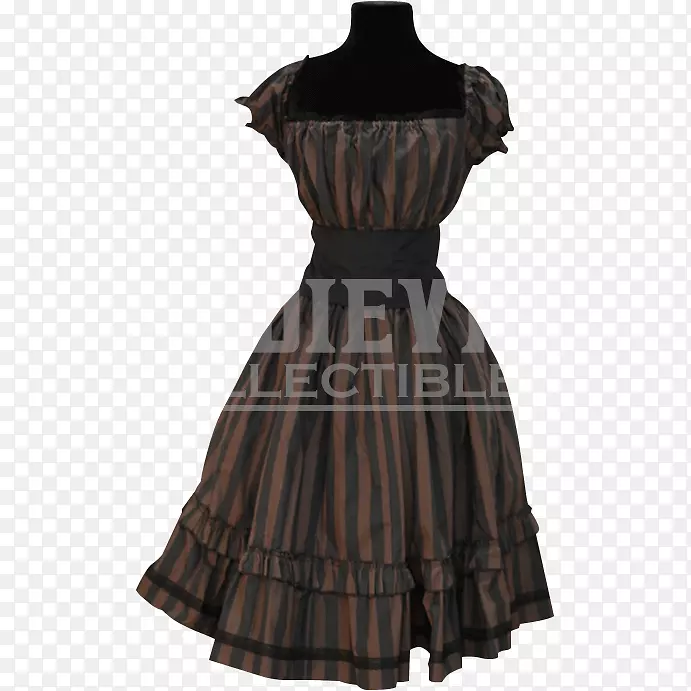 小黑连衣裙时尚蒸汽朋克棕色条纹