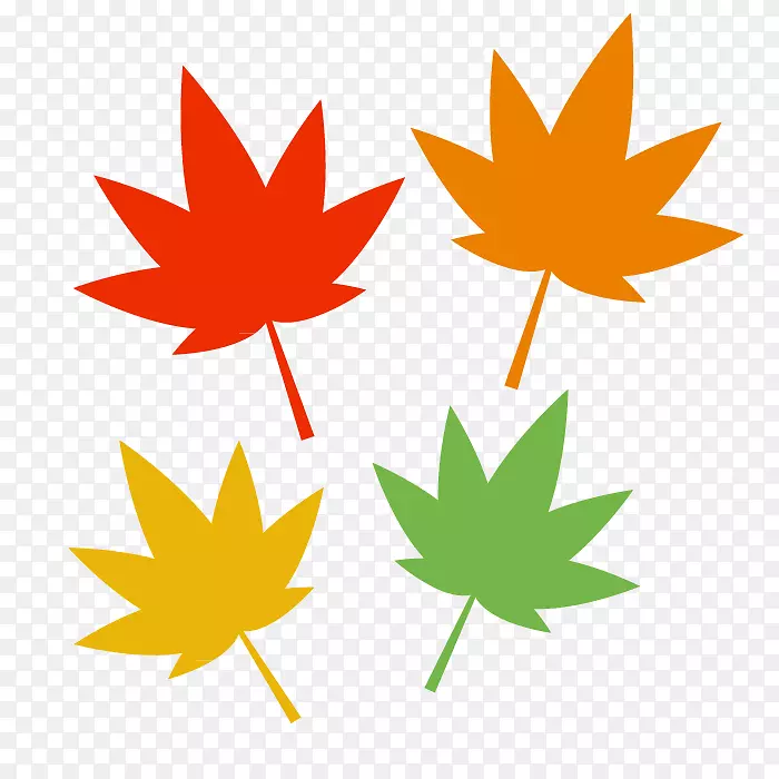 秋叶彩色插图图
