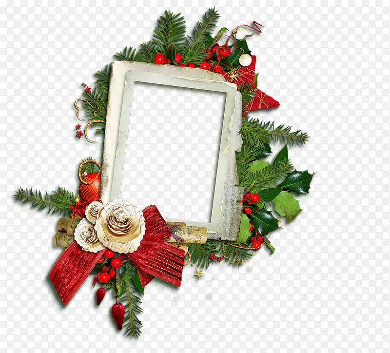 圣诞日圣诞设计剪贴画圣诞装饰品图片-圣诞边框白色背景
