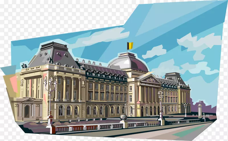 布鲁塞尔皇家宫殿金边剪贴画图形宫殿
