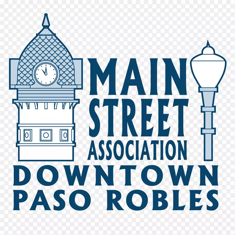 帕索·罗布尔斯商业区主要街道协会标志插图品牌设计-缅因州市中心友谊公园