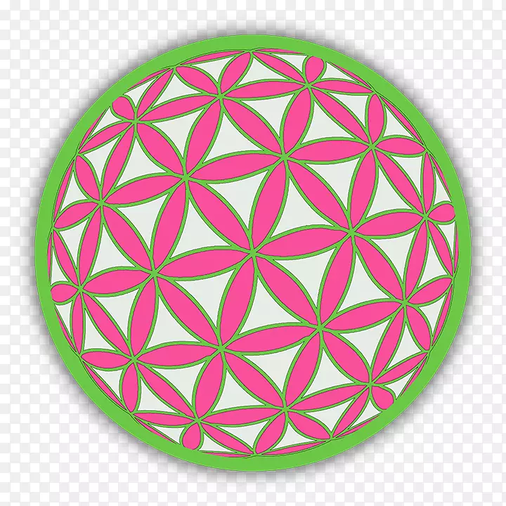 曼陀罗几何重叠圆网格镶嵌贴纸绿色仙人掌开花